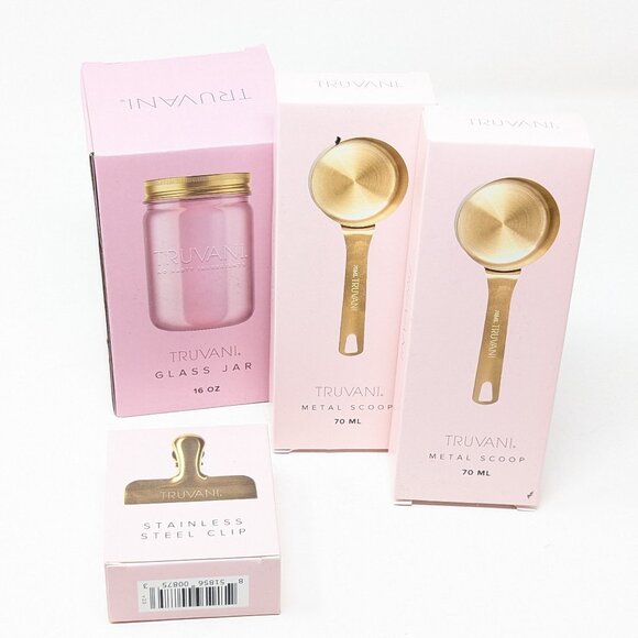 New Truvani Glass Jar, 2 70ml Scoop, and Clip - Picture 10 of 10
